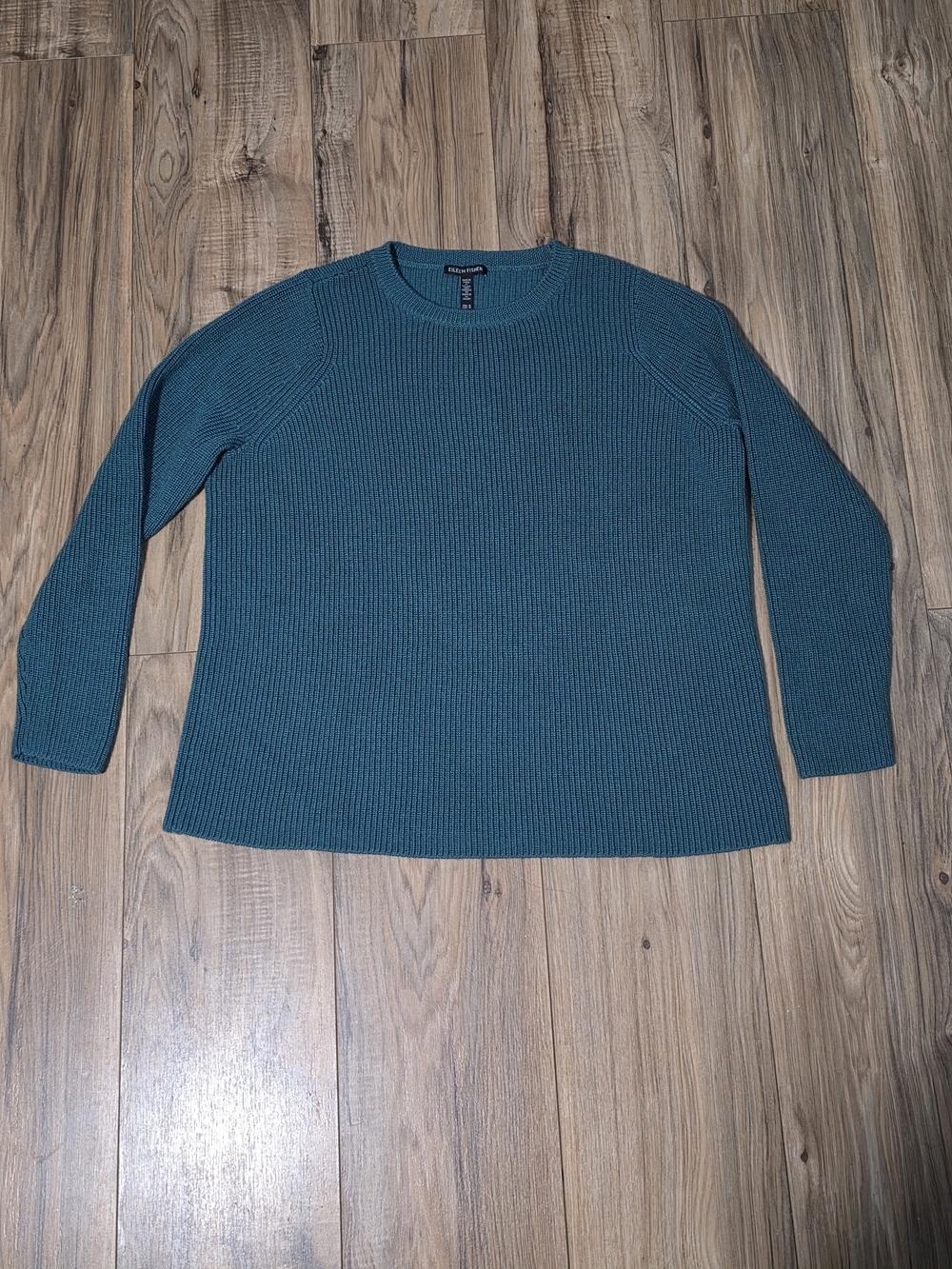 Eileen Fisher Forest Green Crewneck Ribbed Sweater - Picture 5 of 13